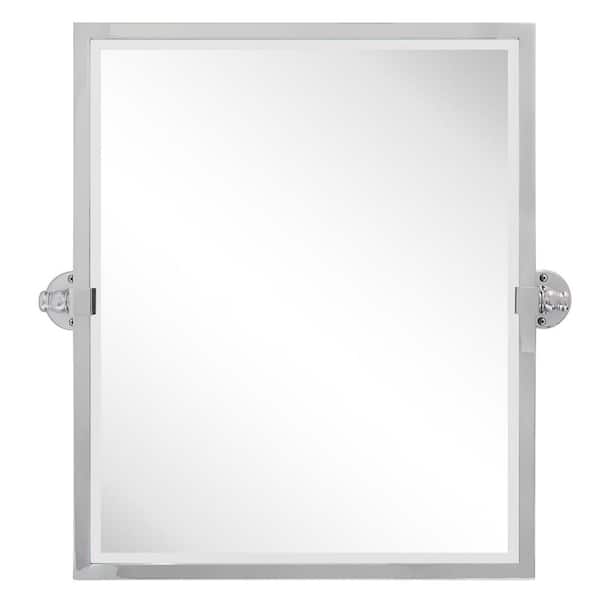 TEHOME Blakley 20 in. W x 24 in. H Small Rectangular Stainless Steel Framed Pivot Wall Mounted Bathroom Vanity Mirror in Chrome