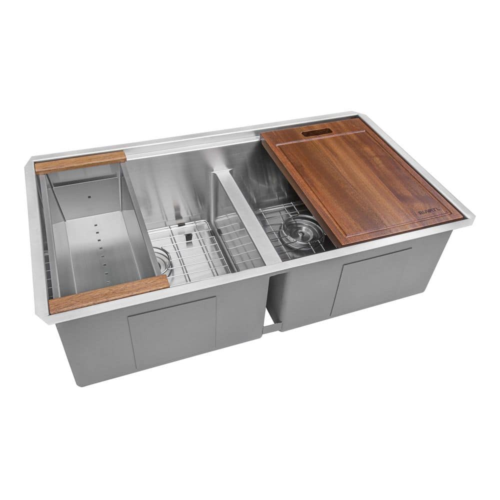 Roma Pro 33 in. Undermount 50/50 Double Bowl 16-Gauge Stainless Steel Workstation Kitchen Sink with Rounded Corners price history on PriceWatchPro