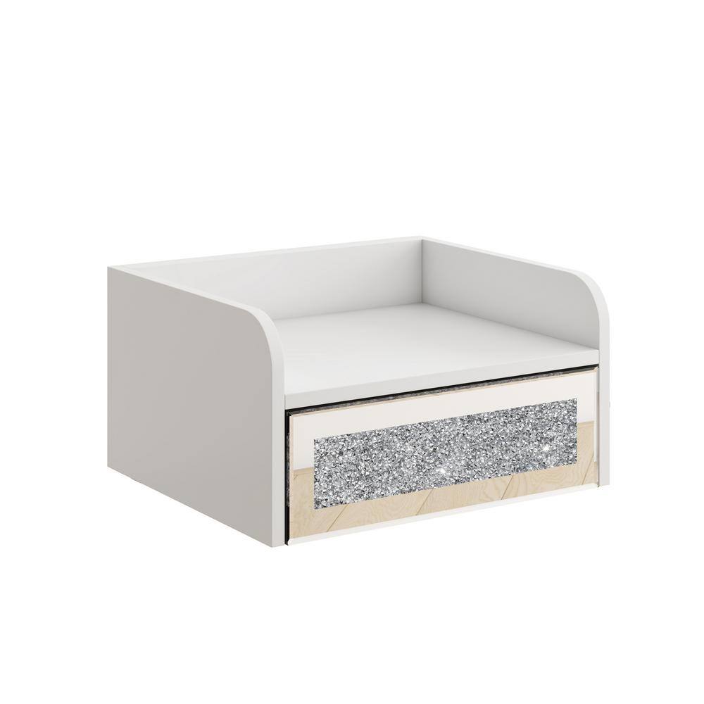 Glamorous Elegance: 16.4 in. W x 13.78 in. D White Mirrored Glass Inlay Wal