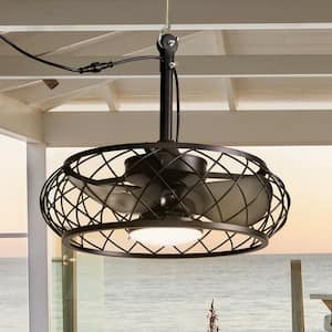 20 in. Smart Indoor/Outdoor Black Plug-in Chandelier Ceiling Fan with Dimmable Led Lights for Patio