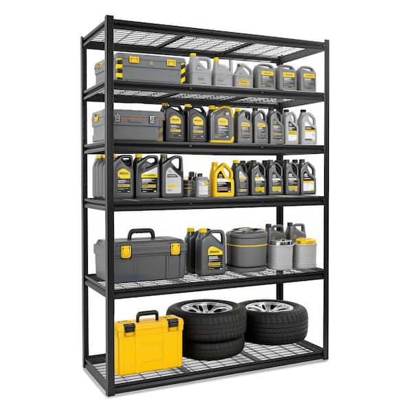 6-Tiers Heavy Duty Metal Adjustable Garage Storage Shelving Unit in Black (60 in. W x 83.8 in. H x 23.6 in. D)