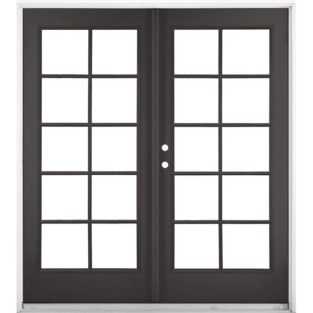 60 in. x 80 in. Black Right-Hand Inswing Fiberglass Full Lite LOE 10-Lite GBG Glass Hinged Patio Door price history on PriceWatchPro