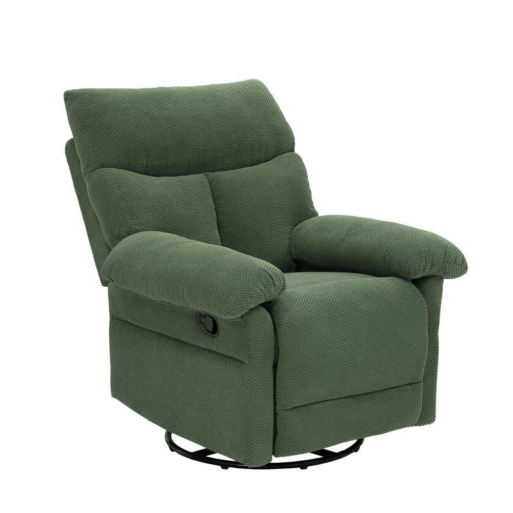 Modern Green Polyester Upholstery Manual Swivel Rocker Recliner Chair with Padded Armrests