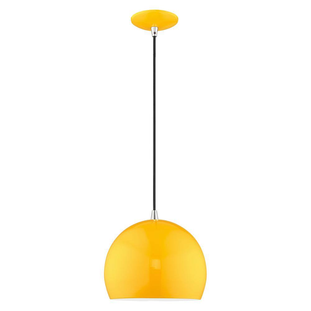 Sleek Curve Mini Pendant in Shiny Orange with White Interior