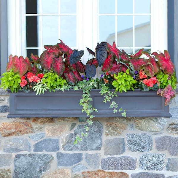 Fairfield 60 in. x 11 in. Self-Watering Graphite Grey Polyethylene Window Box