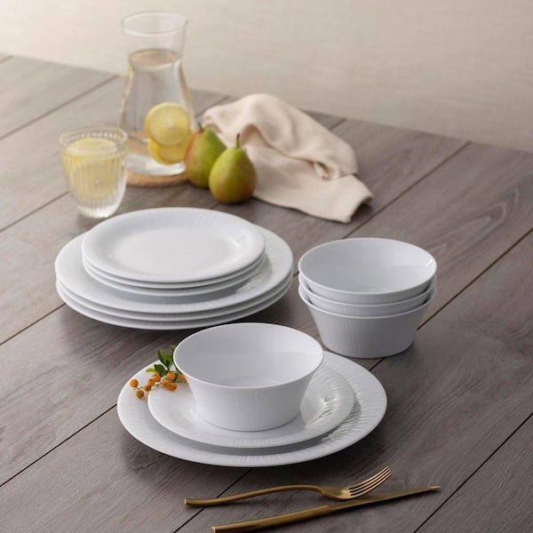 Noritake Conifere (White) Porcelain 12-Piece Dinnerware Set