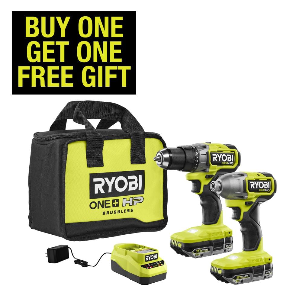 ONE+ HP 18V Brushless Cordless 1/2 in. Drill/Driver and Impact Driver Kit w/(2) 2.0 Ah Batteries, Charger, and Bag