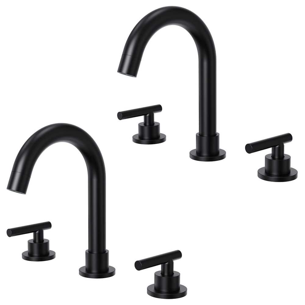 2-Pack 8 in. Widespread Double Handle High-Arc Bathroom Sink Faucet in Matte Black Drain Included price history on PriceWatchPro