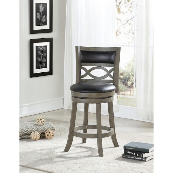 NEW CLASSIC HOME FURNISHINGS New Classic Furniture Manchester 24 in. Gray Wood Counter Stool with PU Seat