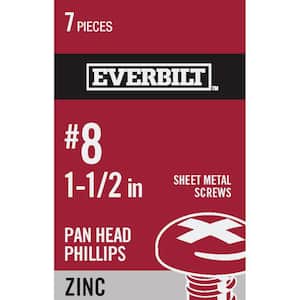 #8 x 1-1/2 in. Phillips Pan-Head Sheet Metal Screws (7-Piece per Pack)
