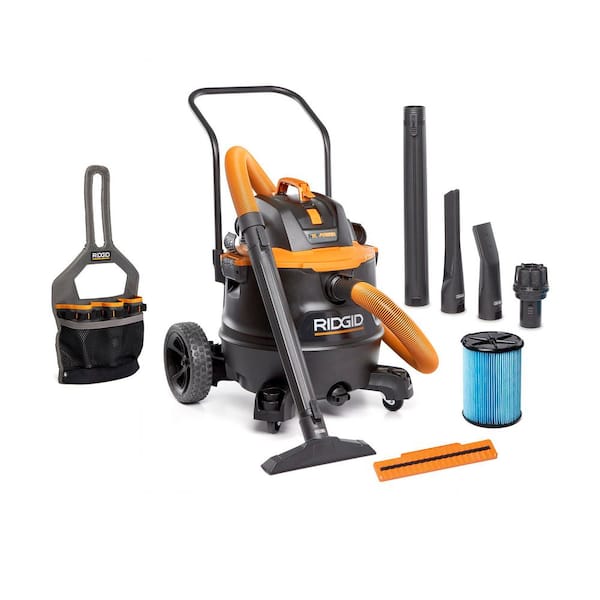 16 Gal. 7.0 Peak HP NXT Power Shop Vacuum HD1900 Wet Dry Vac with Cart, Filter, Pro Hose and Accessory Storage Bag