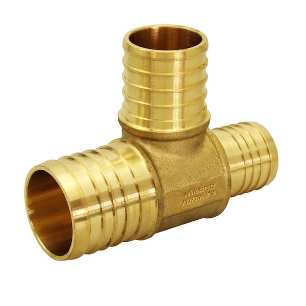 pack of 10 1/2 x 1/2 x 1/2 Lead Free Brass Barb Crimp Pipe Fitting/Fittings Hourleey 1/2 Inch T PEX Tee 