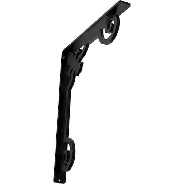 Ekena Millwork 1-1/2 in. x 15 in. x 12 in. Wrought Iron Single Center Brace Fleur-De-Lis Bracket