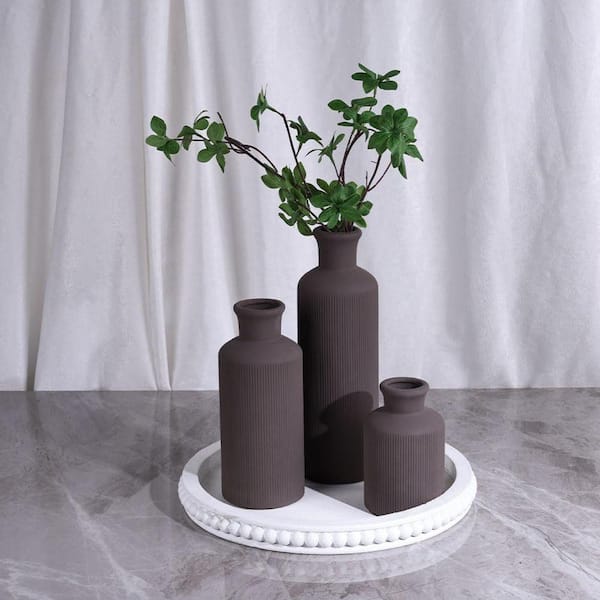 Vase en céramique Blanche Vase à Fleurs Design rayé Vases de Forme Vase en céramique Blanche Vase à Fleurs Design rayé Vases de Forme
