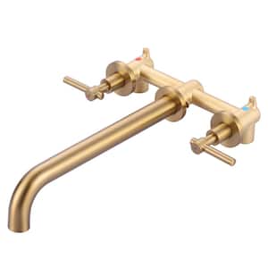 2-Handle Wall Mounted Roman Tub Faucet with High Flow Rate in. Gold