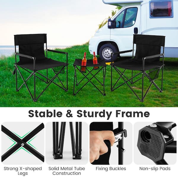 ANGELES HOME Outdoor Folding Camping Chairs and Table Set