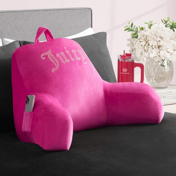 Velour Rhinestone Juicy Logo Pink Peacock Solid Polyester 30 in. x 17 in. Backrest Pillow