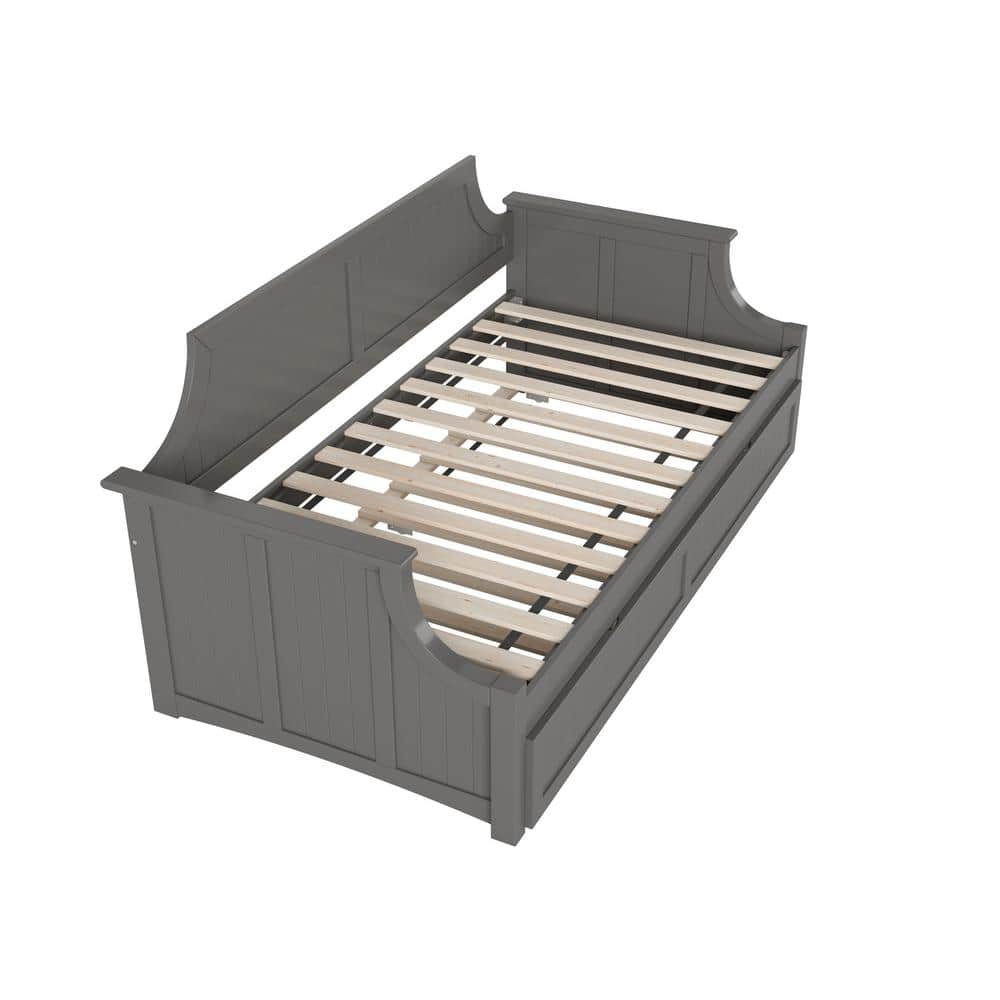Cambridge Gray Twin Wood Daybed with Trundle and Storage
