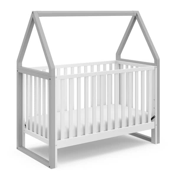 Storkcraft Orchard 5-in-1 Convertible Canopy Crib-White/Pebble Gray