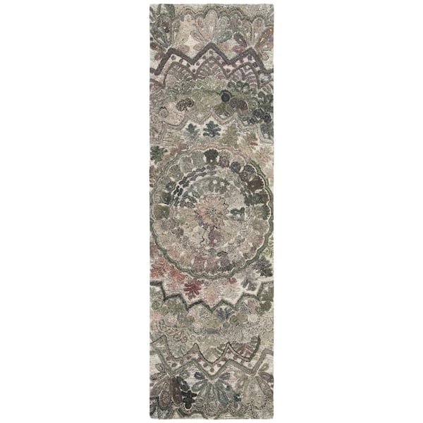 Marquee 2 ft. x 14 ft. Gray/Multi Oriental Runner Rug