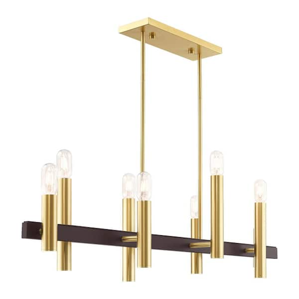 Livex Lighting Helsinki 8 Light Satin Brass with Bronze Accents Chandelier