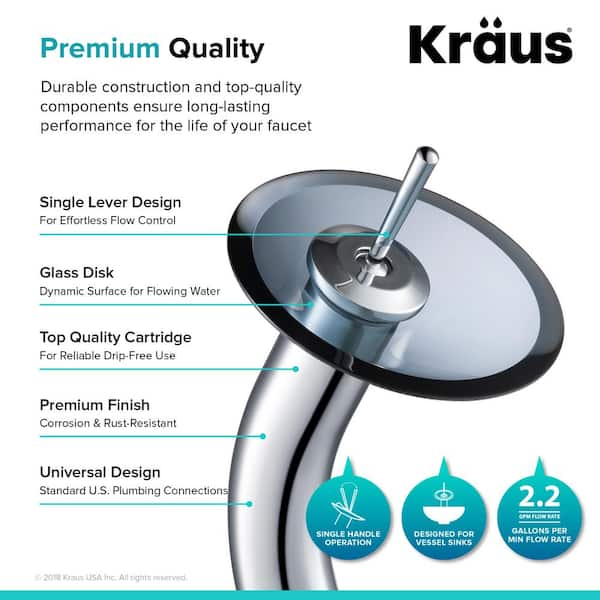 KRAUS Single-Handle Waterfall Bathroom Vessel Sink Faucet in Satin