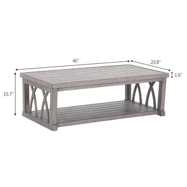 ティア Gray 46 in. Rectangular Aluminum Outdoor Coffee Table, All
