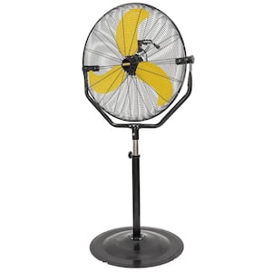 30 in. 3 Speeds High Velocity Tilted Pedestal Fan in Yellow with 1/3 HP Powerful Motor, 7600 CFM