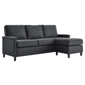 Ashton 80.5 in. Wide Upholstered Fabric Modern L-Shape Sectional Sofa in Charcoal