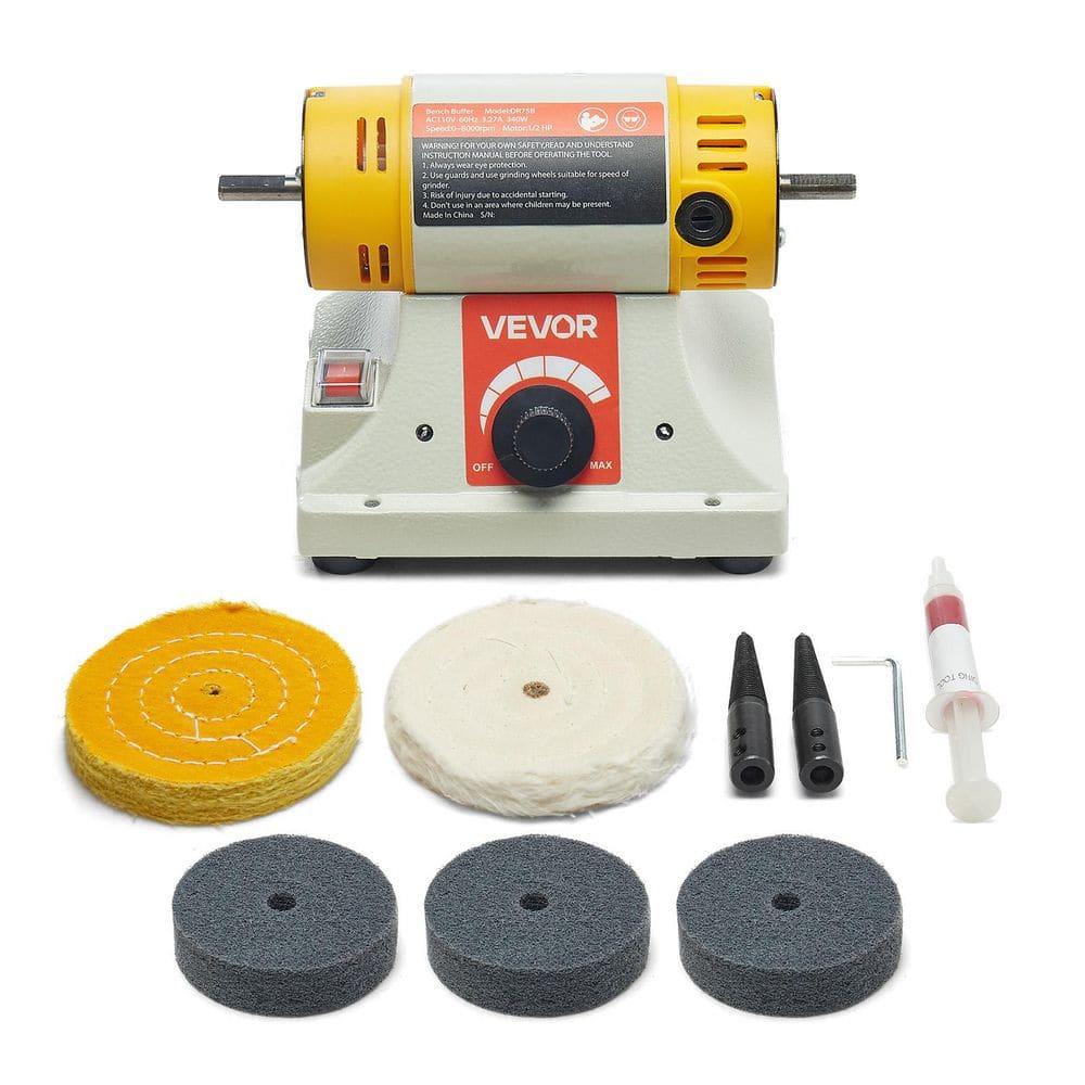 Bench Buffer Polisher 1/2HP Polishing and Buffing Machine, 0 to 8000RPM Benchtop Polisher w/ 2-Pieces 4 in. Cotton Wheel price history on PriceWatchPro