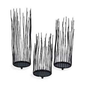 Willow Black Iron Pillar Candle Holders (Set of 3)