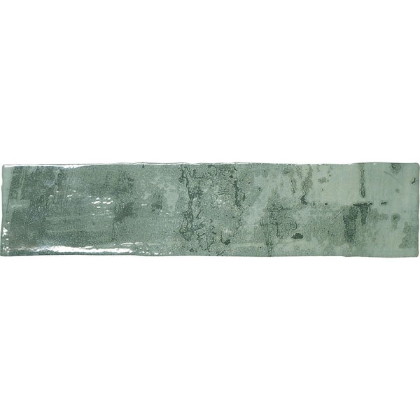 Splash Viridian Green 2.94 in. x 11.88 in. Textured Look Subway Ceramic Wall Tile Sample