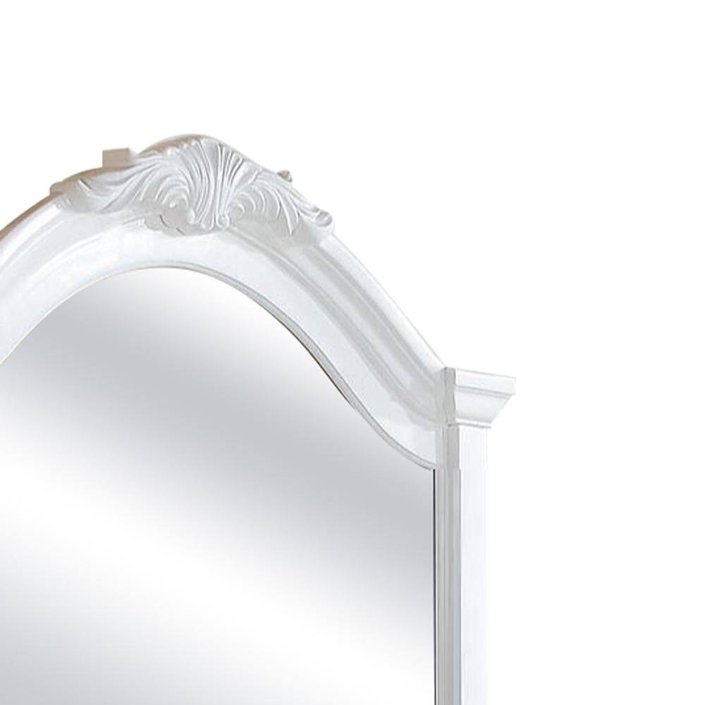 White Wood Rectangular Kids Dresser Mirror