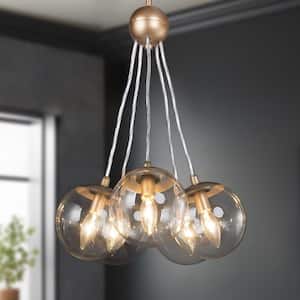 Rose Gold Globe Island Chandelier Bubble 5-Light Modern Cluster Pendant Light with Clear Glass Shades