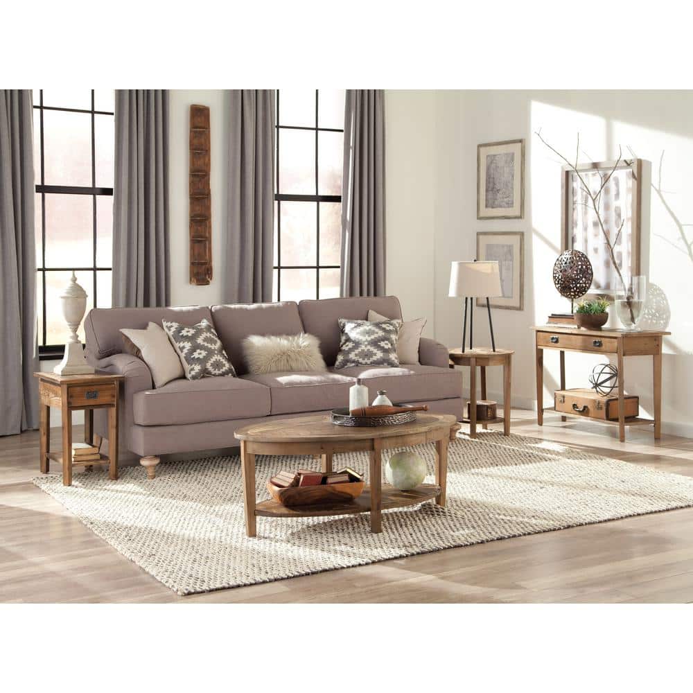 Eco-Friendly Reclaimed Wood Chairside Table with Storage - Natural Finish