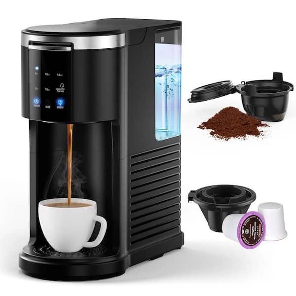 Coffee Machine 2-in-1 Single Serve Cup Drip Coffee Maker, for K-Cup Coffee Capsule Pod, Coffee Powder in Black