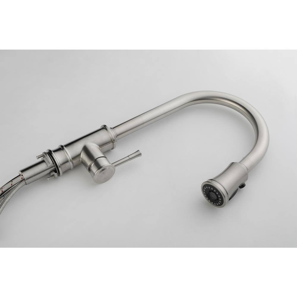 Brushed Nickel High Arc Single Handle Pull Out Kitchen Faucet