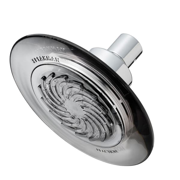 1-Spray 5.5 in. Single Wall Mount Low Flow Fixed Shower Head in Gray