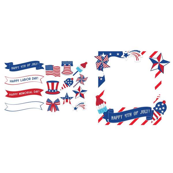 Amscan 35 in. x 30 in. Multicolor Plastic Patriotic Customizable Giant Photo Frame