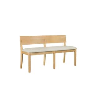 Capella Cream/Natural 52.5in Dining Bedroom Bench with Back