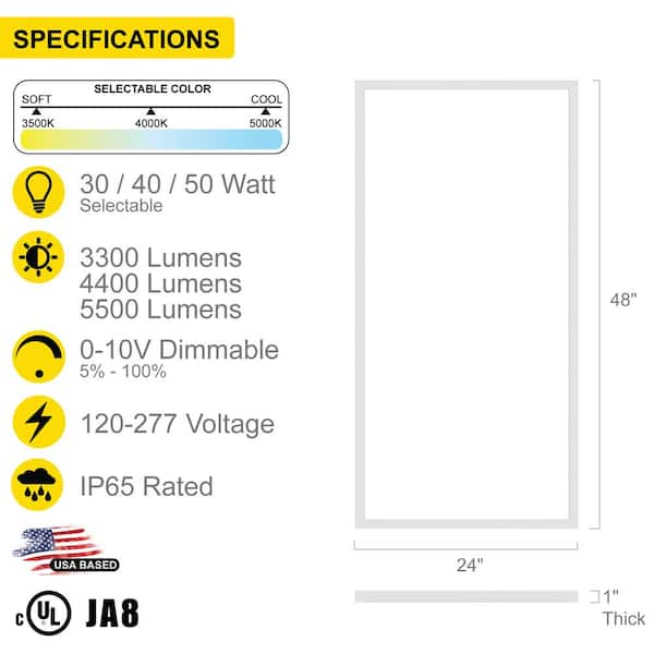 2 ft. x 4 ft. Integrated Backlit LED Panel Internal Driver Drop in Ceiling 5500 Lumen Dimmable 3500K 120-277V (4-Pack)