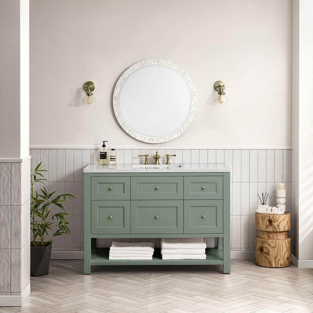 Smokey Celadon Green Solid Wood 48" Single Bathroom Vanity Base