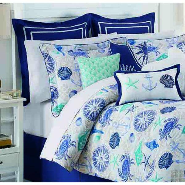 Royal Heritage Home Williamsburg Barnegat 4 Piece Aqua Full Comforter Set 048975013250 The Depot 4 Piece Aqua Full Comforter Set, Royal Blue Bedding King