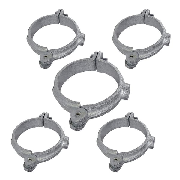 PLUMBFLEX 3 in. Hinged Split Ring Pipe Hanger, Galvanized Iron Clamp with 7/8 in. Rod Fitting, for Suspending Tubing (5-Pack)