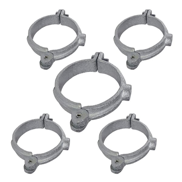 The Plumber's Choice 3 in. Hinged Split Ring Pipe Hanger, Galvanized Iron Clamp with 7/8 in. Rod Fitting, for Suspending Tubing (5-Pack)