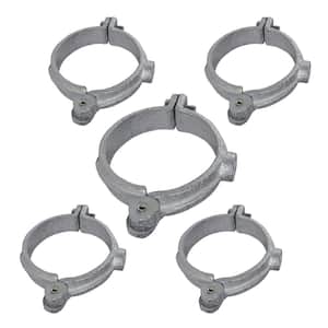 1-1/2 in. Hinged Split Ring Pipe Hanger, Galvanized Iron Clamp with 3/8 in. Rod Fitting, for Suspending Tubing (5-Pack)