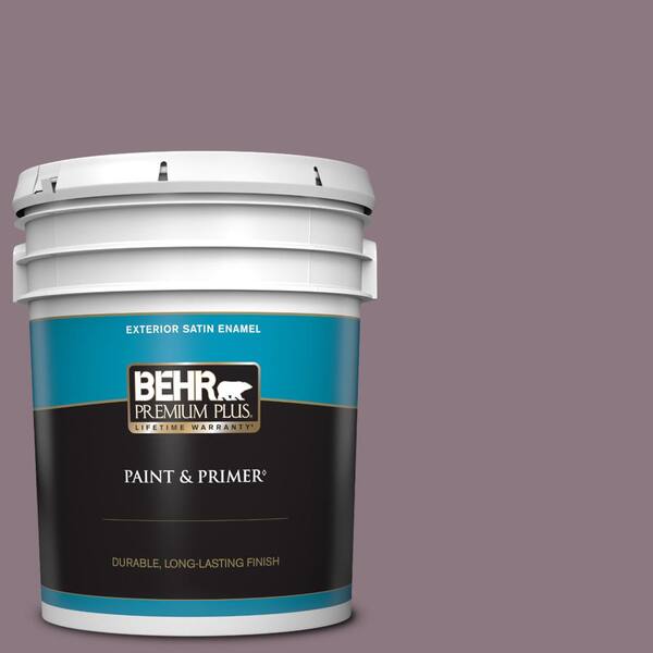 BEHR PREMIUM PLUS 5 gal. #BNC-20 Purple Rubiate Satin Enamel Exterior Paint & Primer