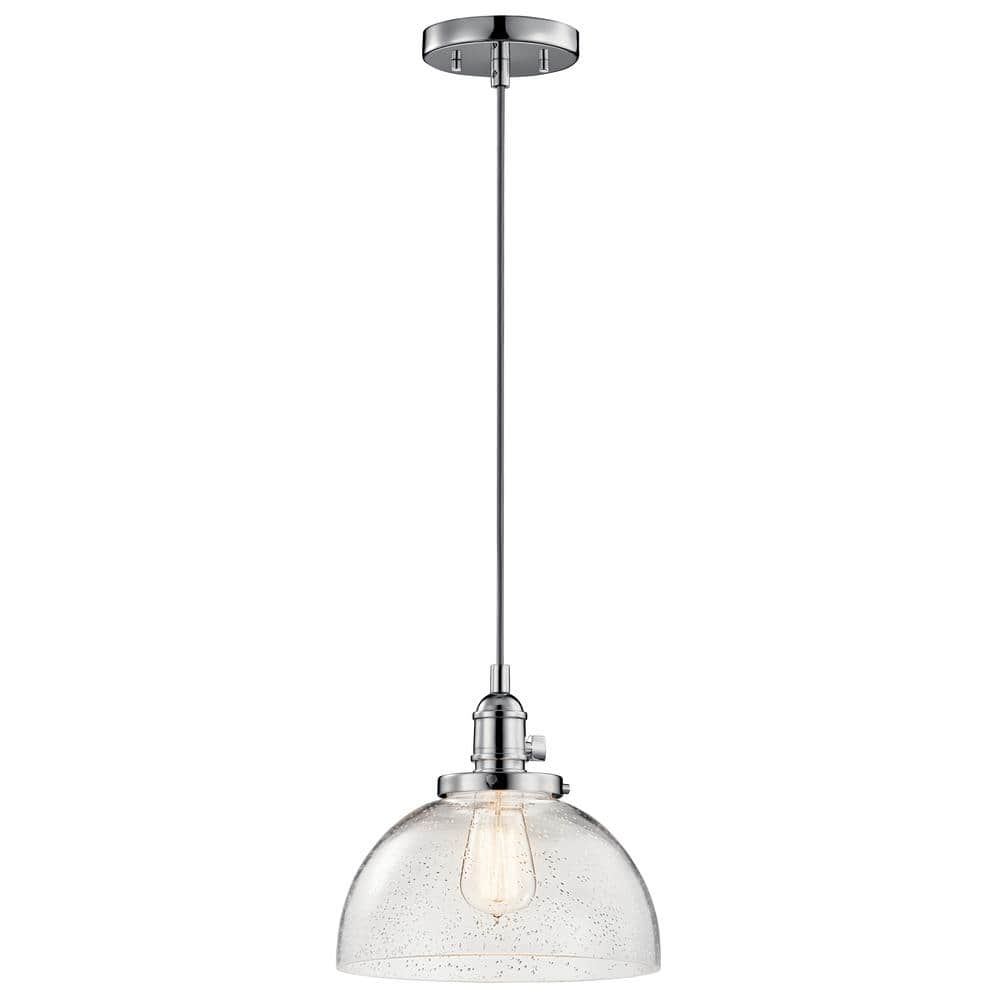 Avery Chrome Mini Pendant with Clear Seeded Glass