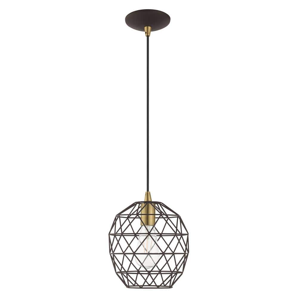 Bronze Geometric Globe Mini Pendant Light with LED