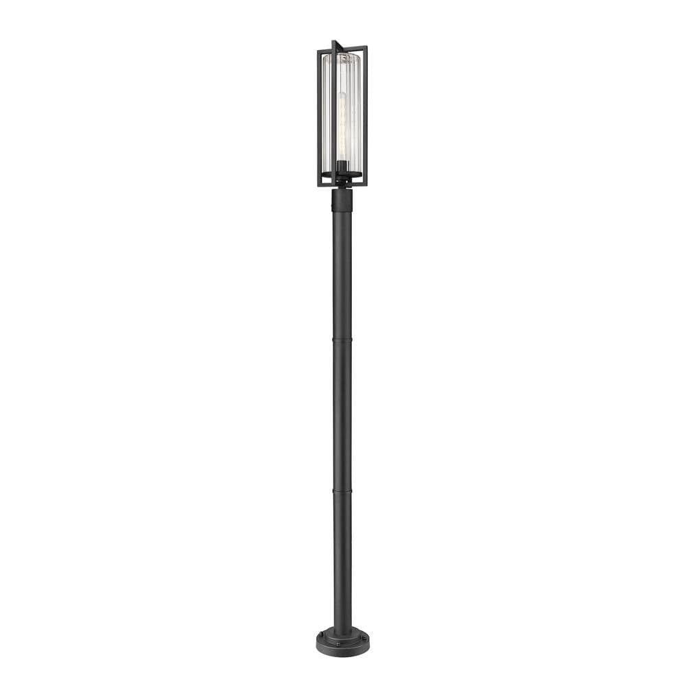 Aura 1-Light Black Aluminum Hardwired Outdoor Marine Grade Post Light Set w